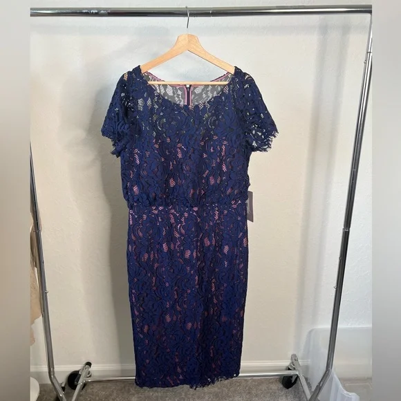 JS Collections Dresses Js Collection Blue Lace Midi Dress